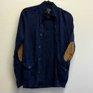 H&M Navy Elbow Patched High Neck Cardigan Women’s Size M